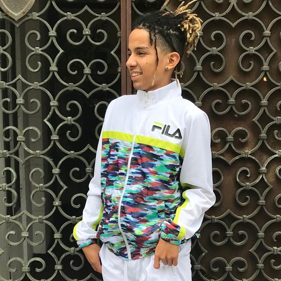 Men's Fila White Multicolor Abstract Draw Track Jacket - Picture 3 of 4